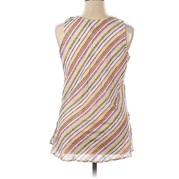 COCO BIANCO STRIPED TOP WOMENS TIED TO THE SIDE SLEEVELESS COLOR YELLOW SIZE M - Picture 4 of 13